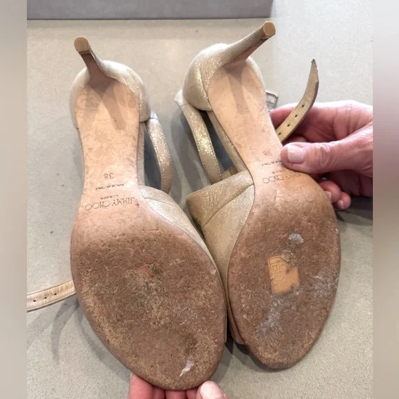 Jimmy Choo Emily 65mm Size: 38 Color: Shimmer Suede Sand - Picture 9 of 9